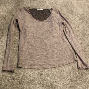 HAZEL, Women’s Brown Long Sleeve ruffle Lace Back Blouse,‎ Size L